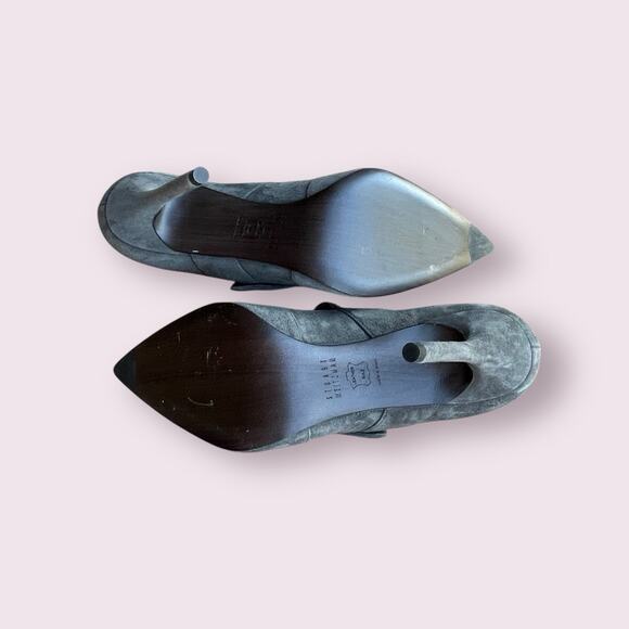 Stuart Weitzman Stiletto Pointed Toe Grey Suede Heels Pumps Sz 7.5 - Picture 11 of 13